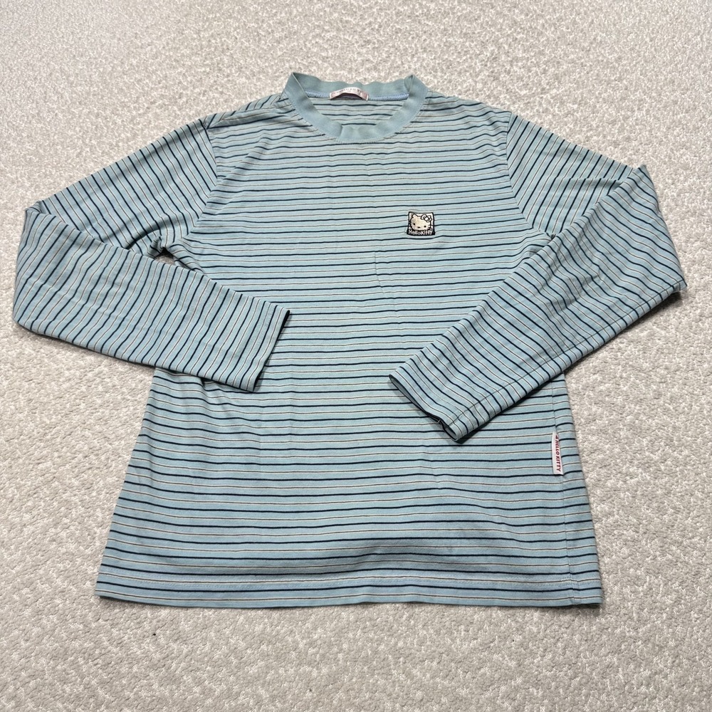 Hello Kitty Shirt Womens Small Striped Long Sleeve Crewneck Sanrio Kawaii Cute